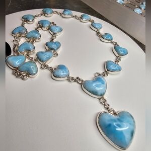 HQ Larimar Heart necklace in 925 SS (18")